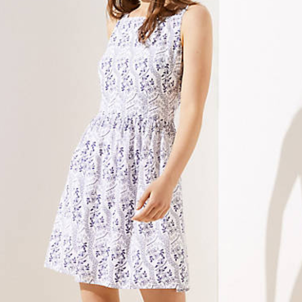 Loft Floral Cut Out Back Dress